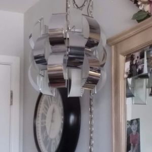 Max Suaze Mid Century Modern hanging chrome pendent lamp